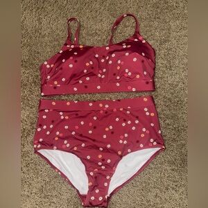 Rachel Floral Bikini in Burgundy Size Large